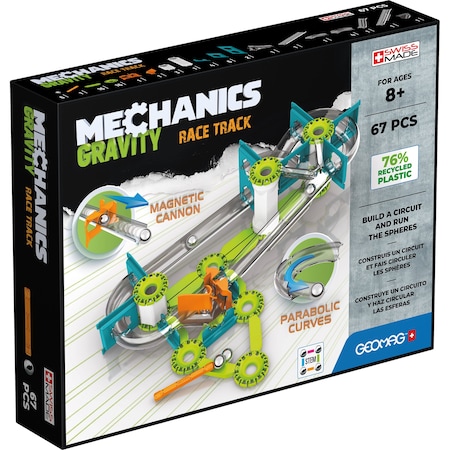 Geomag Mechanics Gravity, Race Track, Recycled Plastic, 67 Pieces Per Set 760